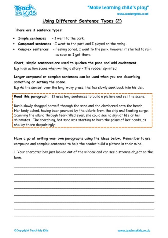 Worksheets for kids - using-different-sentence-types-2