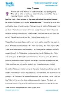 Worksheets for kids - using-pronouns