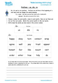 Prefixes - un, dis, re - TMK Education