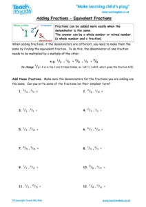 Worksheets for kids - adding-fractions-equivalent-fractions