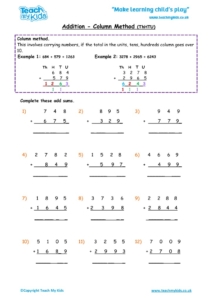 Addition - Column Method ThHTU - TMK Education