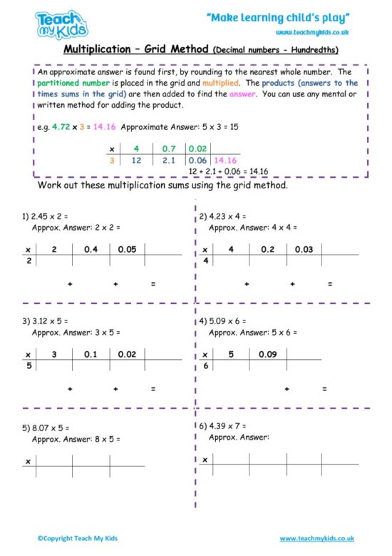 Worksheets for kids - multiplication-grid-method-decimal-nos-hundredths