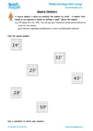 Worksheets for kids - square-numbers