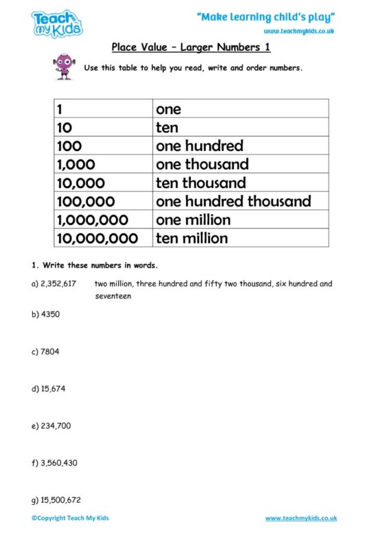 Worksheets for kids - place-value-larger-numbers-1