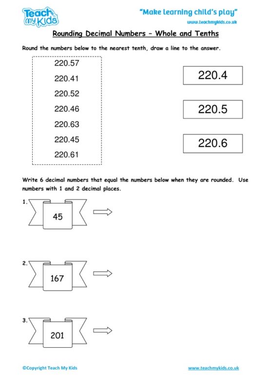 Worksheets for kids - rounding-decimal-numbers-whole-and-tenths