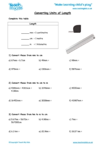 Worksheets for kids - converting-units-of-length